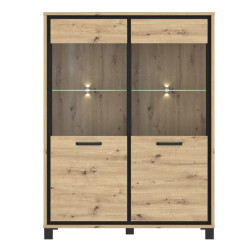 Witryna 120 cm Trondheim TDHV623 dąb artisan/dąb czarny