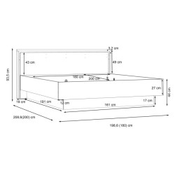 Łóżko dwuosobowe 180x200 cm Trondheim TDHL1182 dąb artisan/dąb czarny