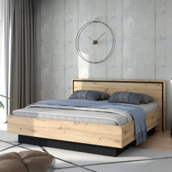 Łóżko dwuosobowe 180x200 cm Trondheim TDHL1182 dąb artisan/dąb czarny