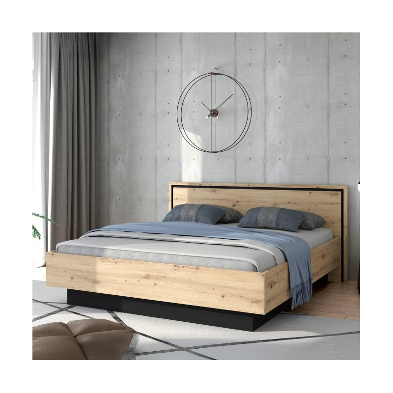 Łóżko dwuosobowe 180x200 cm Trondheim TDHL1182 dąb artisan/dąb czarny