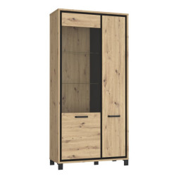 Wysoka witryna 100 cm Trondheim TDHV821L dąb artisan/dąb czarny