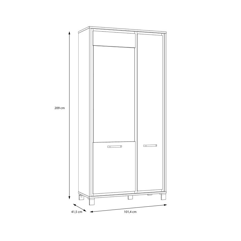 Wysoka witryna 100 cm Trondheim TDHV821L dąb artisan/dąb czarny