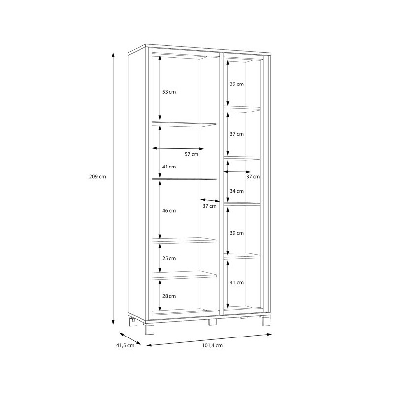 Wysoka witryna 100 cm Trondheim TDHV821L dąb artisan/dąb czarny