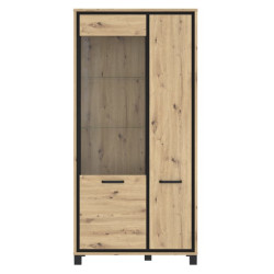 Wysoka witryna 100 cm Trondheim TDHV821L dąb artisan/dąb czarny