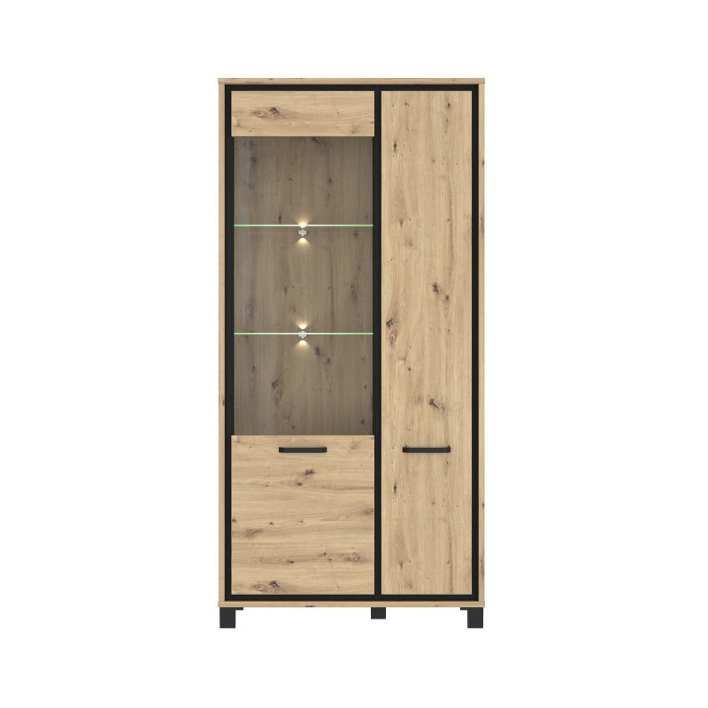 Wysoka witryna 100 cm Trondheim TDHV821L dąb artisan/dąb czarny