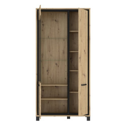 Wysoka witryna 100 cm Trondheim TDHV821L dąb artisan/dąb czarny