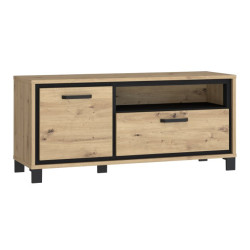 Szafka RTV 130 cm Trondheim RTV TDHT221L dąb artisan/dąb czarny