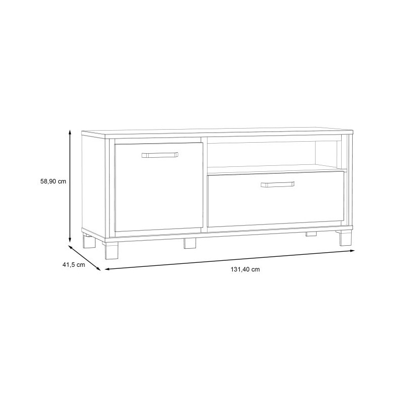 Szafka RTV 130 cm Trondheim RTV TDHT221L dąb artisan/dąb czarny