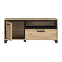 Szafka RTV 130 cm Trondheim RTV TDHT221L dąb artisan/dąb czarny