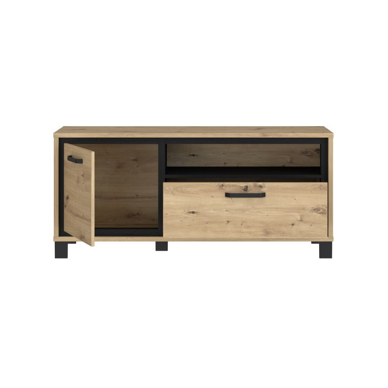 Szafka RTV 130 cm Trondheim RTV TDHT221L dąb artisan/dąb czarny