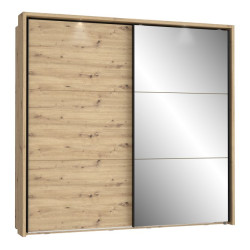 Szafa przesuwna z lustrem i oświetleniem 230 cm Trondheim TDHS9233B dąb artisan/dąb czarny