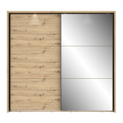 Szafa przesuwna z lustrem i oświetleniem 230 cm Trondheim TDHS9233B dąb artisan/dąb czarny