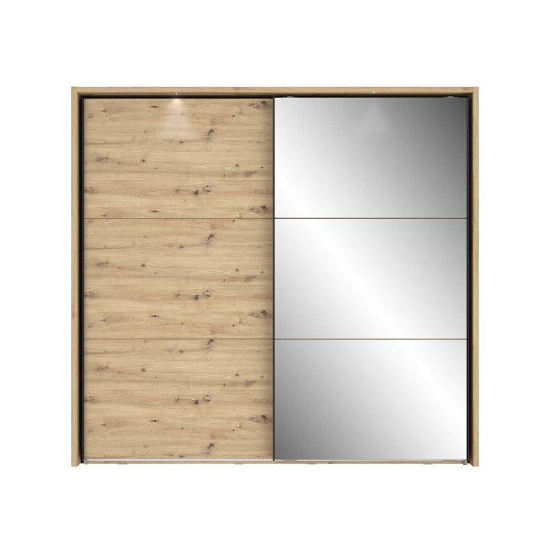 Szafa przesuwna z lustrem i oświetleniem 230 cm Trondheim TDHS9233B dąb artisan/dąb czarny