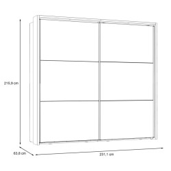 Szafa przesuwna z lustrem i oświetleniem 230 cm Trondheim TDHS9233B dąb artisan/dąb czarny