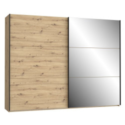 Szafa przesuwna z lustrem 270 cm Trondheim TDHS1211 dąb artisan