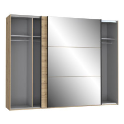 Szafa przesuwna z lustrem 270 cm Trondheim TDHS1211 dąb artisan