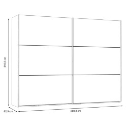 Szafa przesuwna z lustrem 270 cm Trondheim TDHS1211 dąb artisan