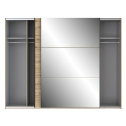 Szafa przesuwna z lustrem 270 cm Trondheim TDHS1211 dąb artisan