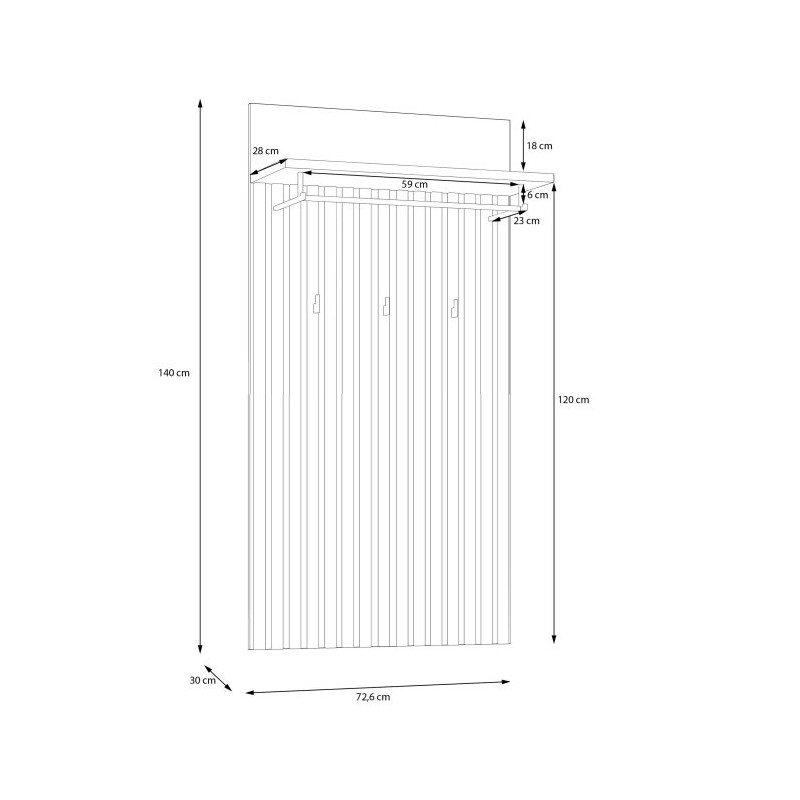 Panel ubraniowy Trondheim TDHD40 dąb artisan/dąb czarny