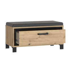 Ławeczka tapicerowana Trondheim TDHT011 dąb artisan/czarny