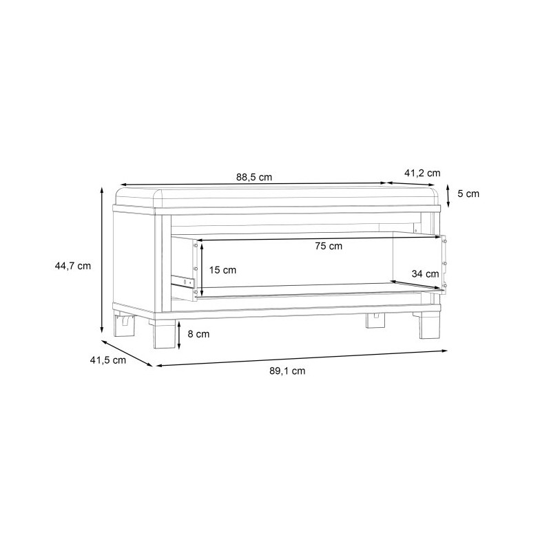 Ławeczka tapicerowana Trondheim TDHT011 dąb artisan/czarny