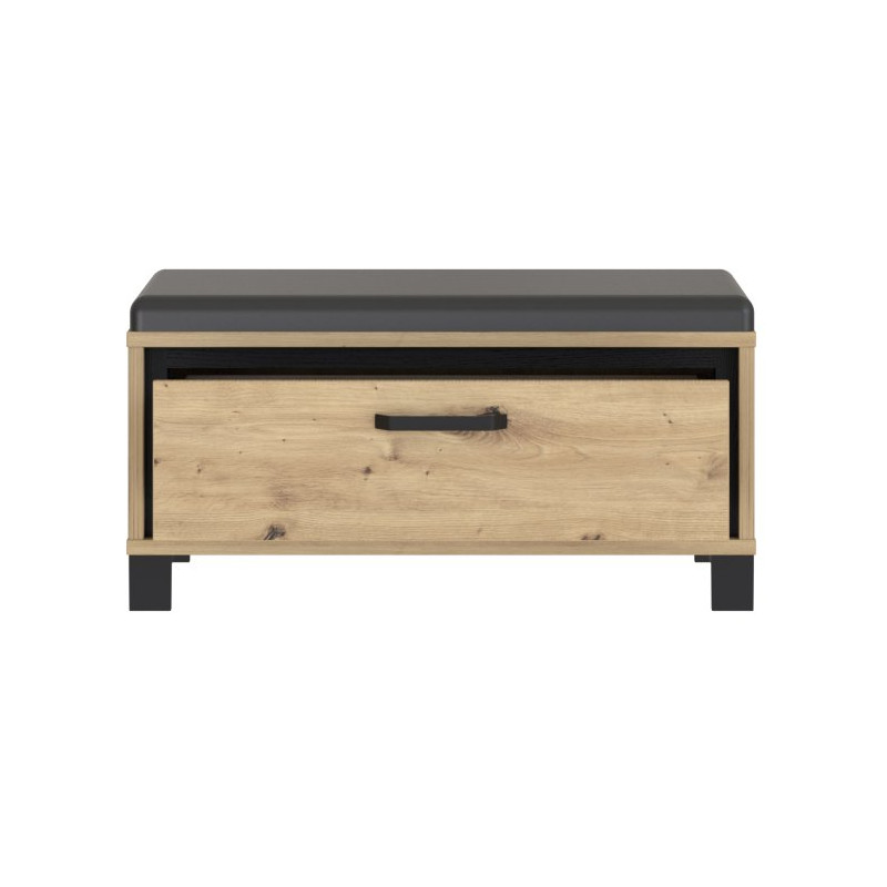 Ławeczka tapicerowana Trondheim TDHT011 dąb artisan/czarny