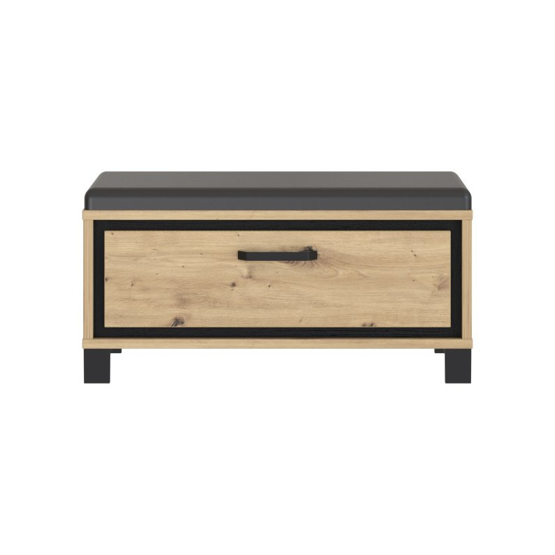 Ławeczka tapicerowana Trondheim TDHT011 dąb artisan/czarny