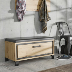 Ławeczka tapicerowana Trondheim TDHT011 dąb artisan/czarny