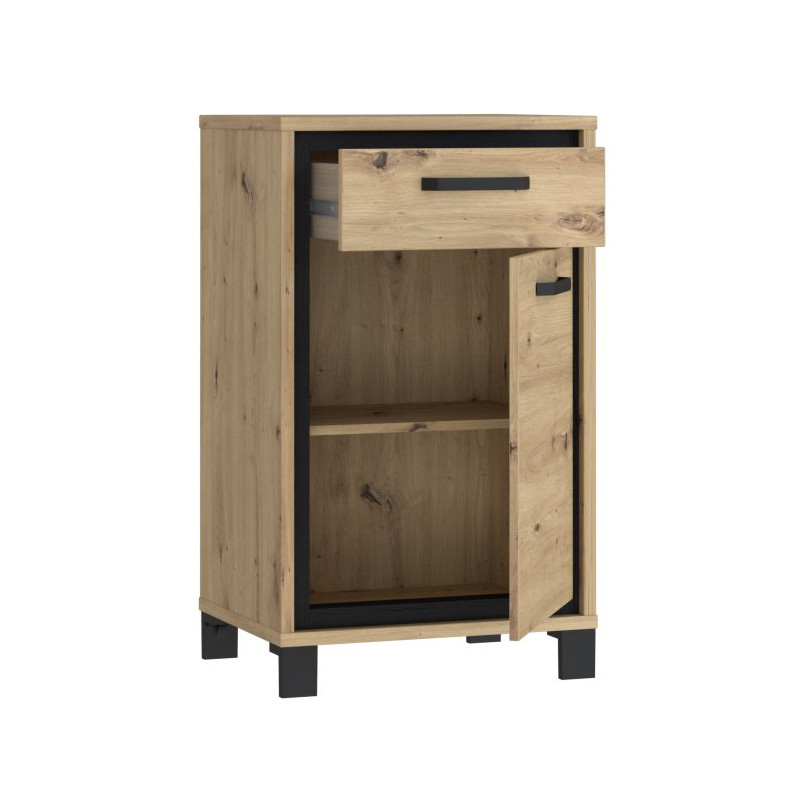 Szafka na buty loft Trondheim TDHD211 dąb artisan/dąb czarny