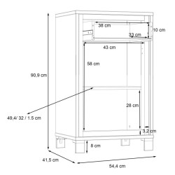 Szafka na buty loft Trondheim TDHD211 dąb artisan/dąb czarny