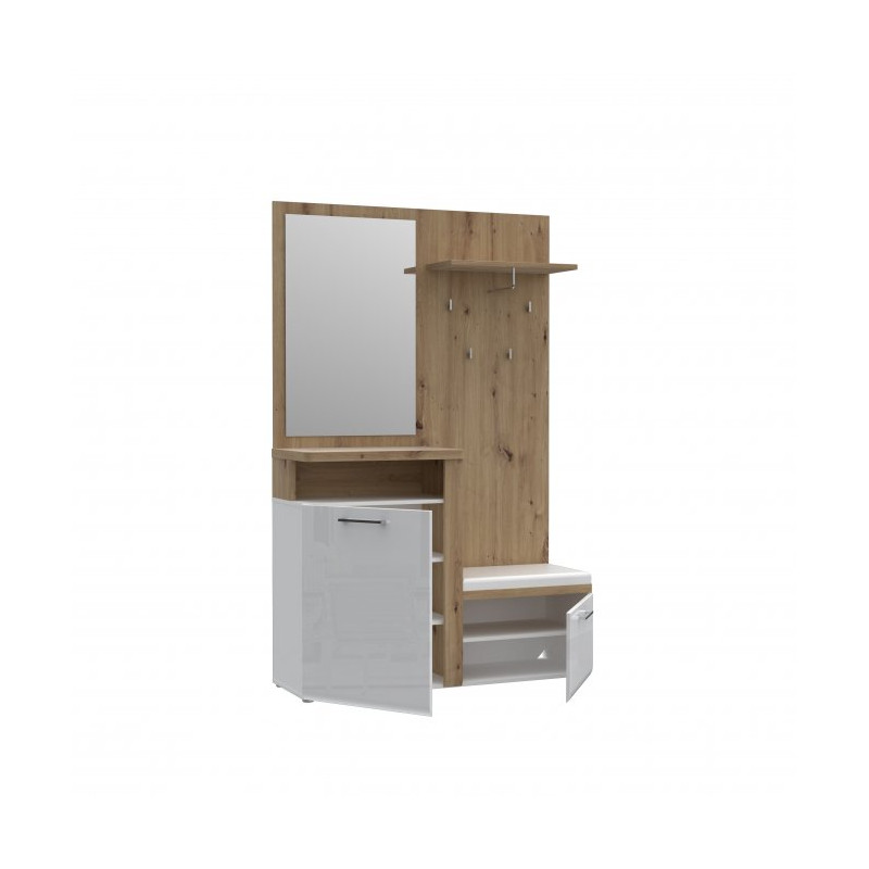 Zestaw mebli do przedpokoju Tuluza TUZD01 dąb artisan/biały połysk