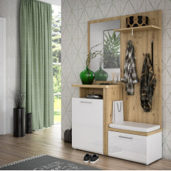 Zestaw mebli do przedpokoju Tuluza TUZD01 dąb artisan/biały połysk