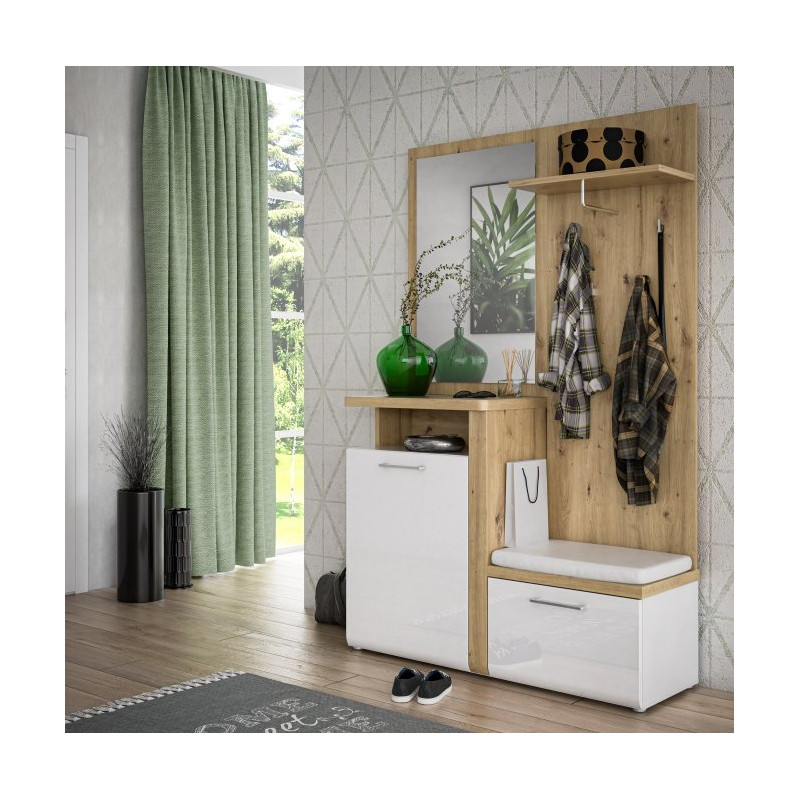 Zestaw mebli do przedpokoju Tuluza TUZD01 dąb artisan/biały połysk