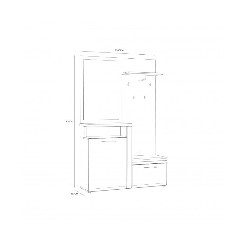 Zestaw mebli do przedpokoju Tuluza TUZD01 dąb artisan/biały połysk
