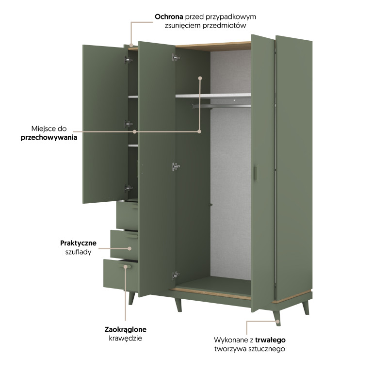 Szafa Scandi Typ 19 Zgaszona Zieleń Helvetia Wieruszów