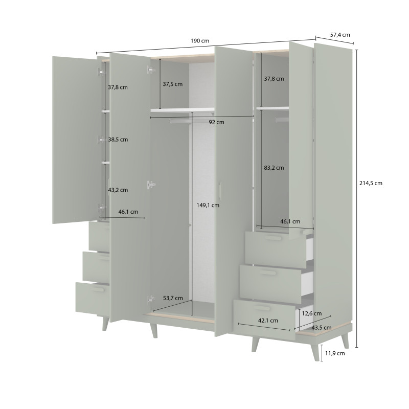 Szafa Scandi Typ 20 Zgaszona Zieleń Helvetia Wieruszów