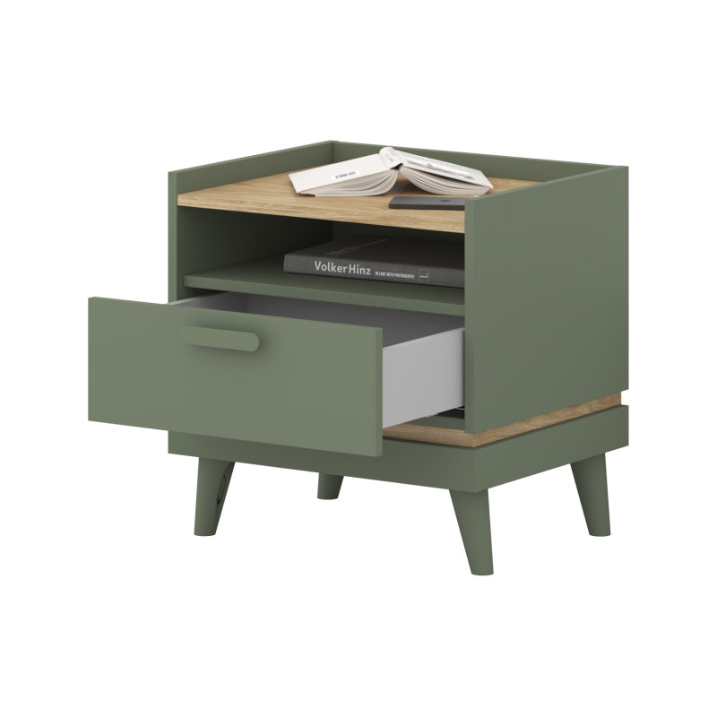 Stolik nocny Scandi Typ 22 Zgaszona Zieleń Helvetia Wieruszów