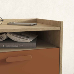 Stolik nocny Scandi Typ 22 Dąb olejowany/Ceglany Helvetia Wieruszów