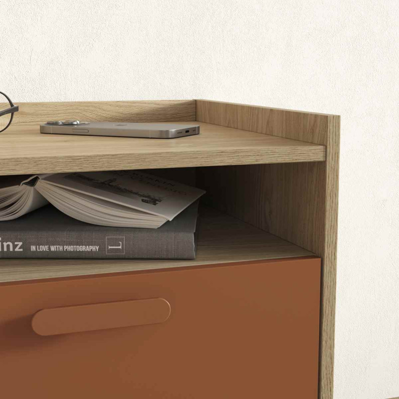 Stolik nocny Scandi Typ 22 Dąb olejowany/Ceglany Helvetia Wieruszów