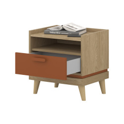 Stolik nocny Scandi Typ 22 Dąb olejowany/Ceglany Helvetia Wieruszów