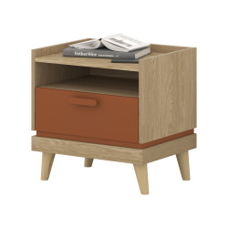 Stolik nocny Scandi Typ 22 Dąb olejowany/Ceglany Helvetia Wieruszów