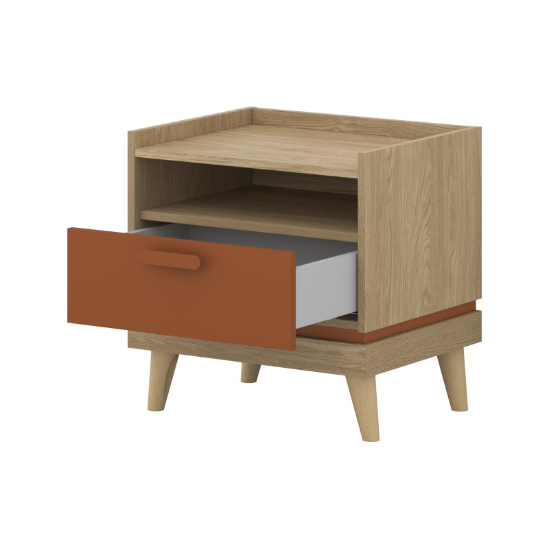 Stolik nocny Scandi Typ 22 Dąb olejowany/Ceglany Helvetia Wieruszów