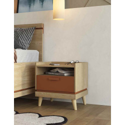 Stolik nocny Scandi Typ 22 Dąb olejowany/Ceglany Helvetia Wieruszów
