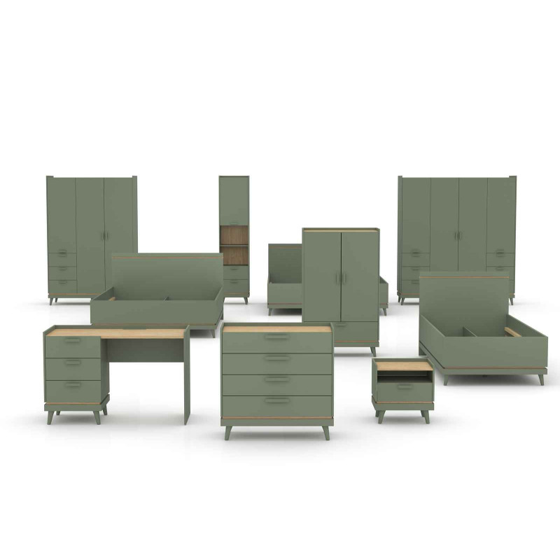 Komoda SCANDI 90 cm zieleń/dąb olejowany – 4 szuflady Scandi