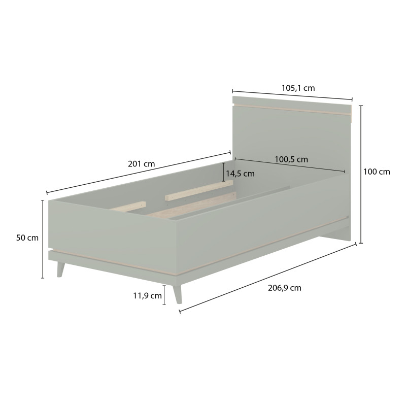 Łóżko 100 Scandi Typ 34 Zgaszona Zieleń Helvetia Wieruszów