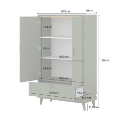 Bieliźniarka SCANDI 90 cm zieleń/dąb olejowany – szuflada