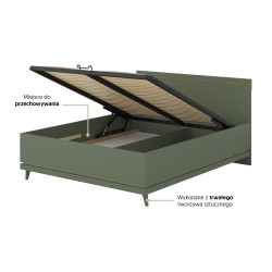 Łóżko 160 z pojemnikiem Scandi Typ 51 Zgaszona Zieleń Helvetia Wieruszów