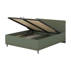 Łóżko 160 z pojemnikiem Scandi Typ 51 Zgaszona Zieleń Helvetia Wieruszów