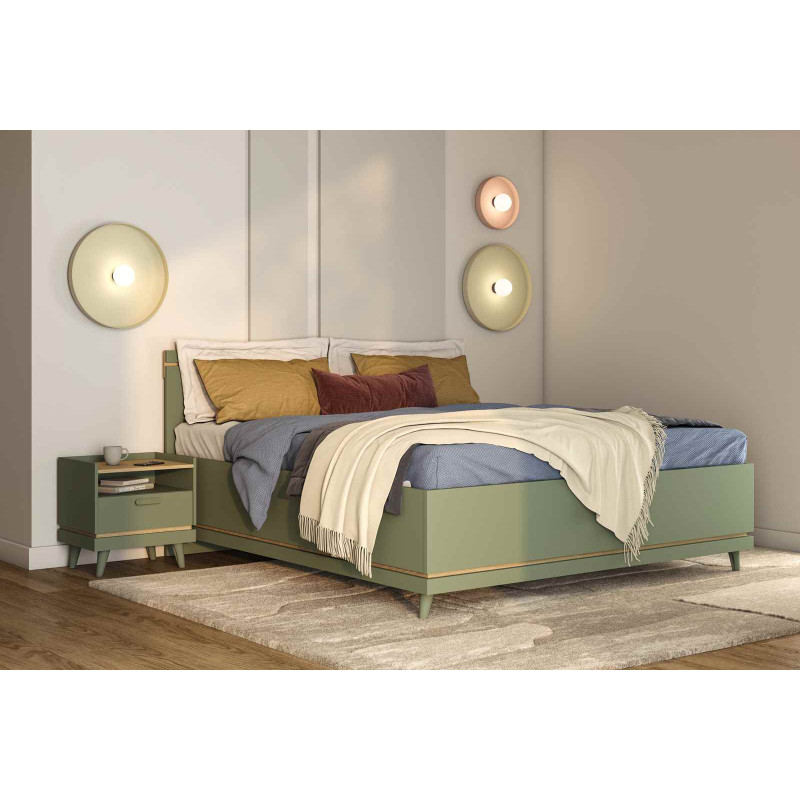 Łóżko 160 z pojemnikiem Scandi Typ 51 Zgaszona Zieleń Helvetia Wieruszów