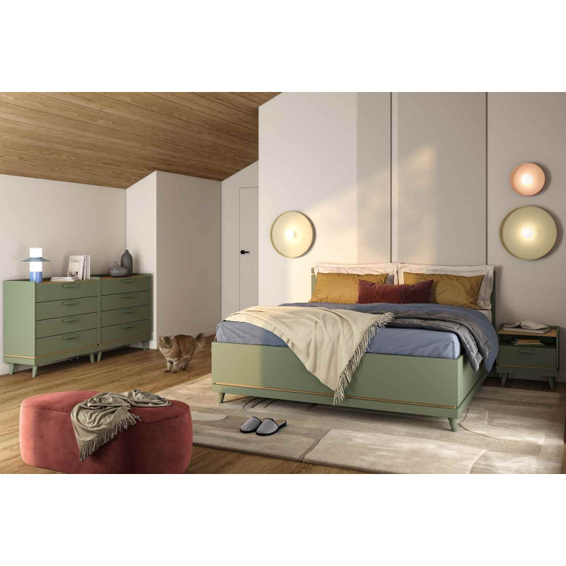 Łóżko 180 z pojemnikiem Scandi Typ 51 Zgaszona Zieleń Helvetia Wieruszów